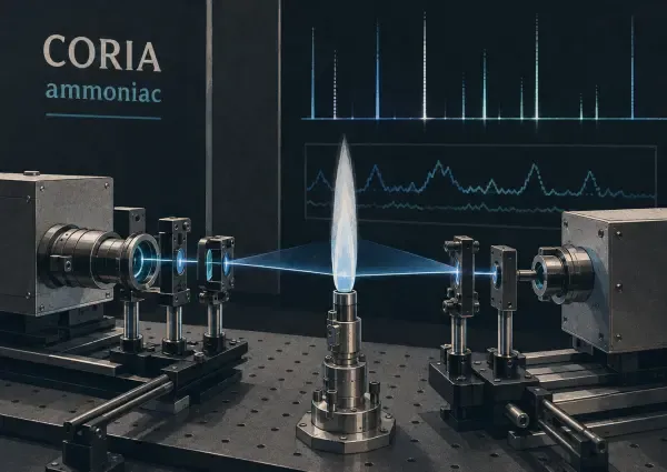 Instruments laser observant une flamme d’ammoniac