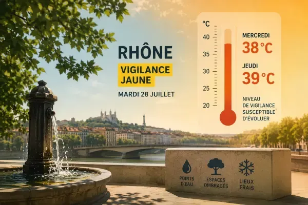 Thermomètre sous le soleil à Lyon