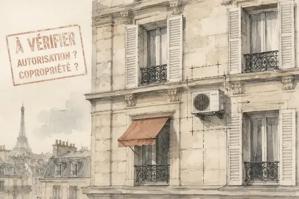 Illustration - Climatiseur extérieur sur une façade parisienne