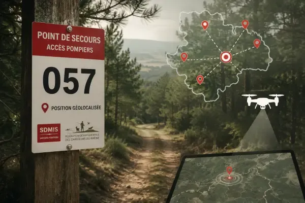 Panneau numéroté dans une forêt rhodanienne