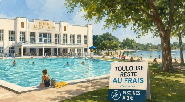 Illustration - Piscine toulousaine sous forte chaleur