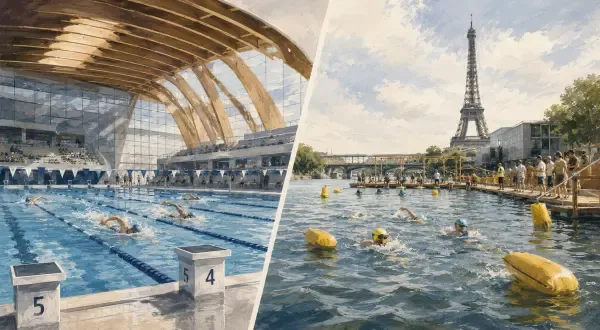 Nageurs entre bassin olympique et Seine