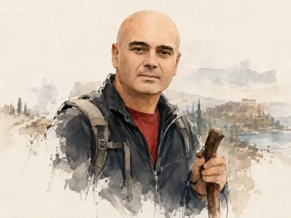 Illustration - artiste marcheur et tracé cardiaque