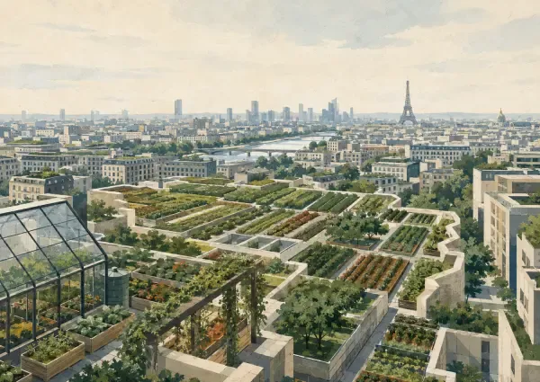 Illustration - Ferme urbaine sur un toit francilien