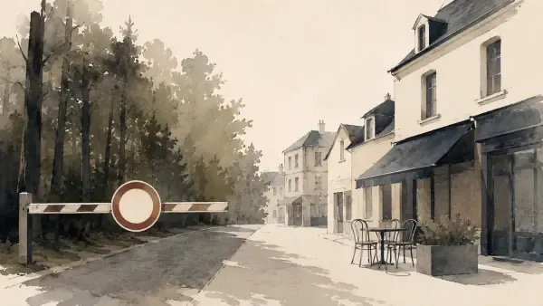 Illustration - Commerces de Fontainebleau après les incendies