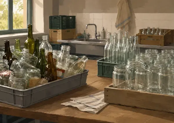 Illustration du tri de bocaux en verre