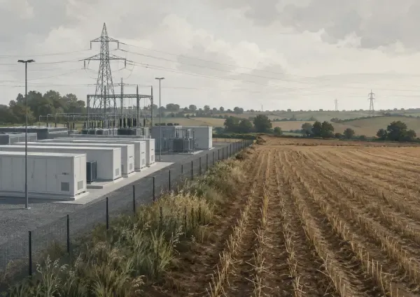 Illustration - Batteries près de terres agricoles