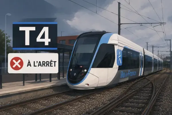 Illustration - Tramway T4 immobilisé à Gargan