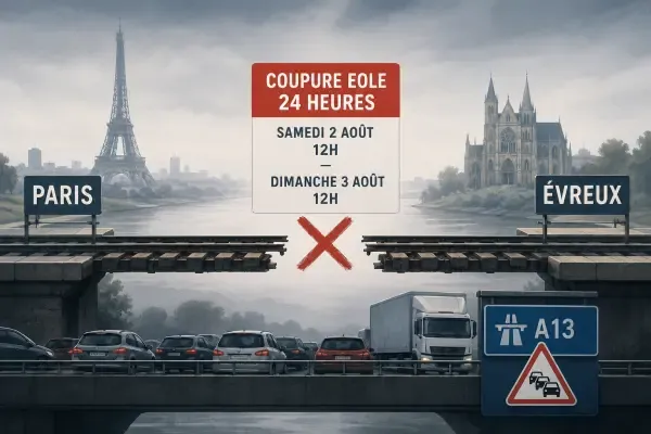 Illustration - Train perturbé en gare normande
