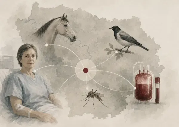 Illustration - moustique, cheval et don de sang