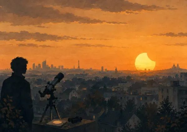 Illustration - Éclipse solaire sur l’horizon francilien