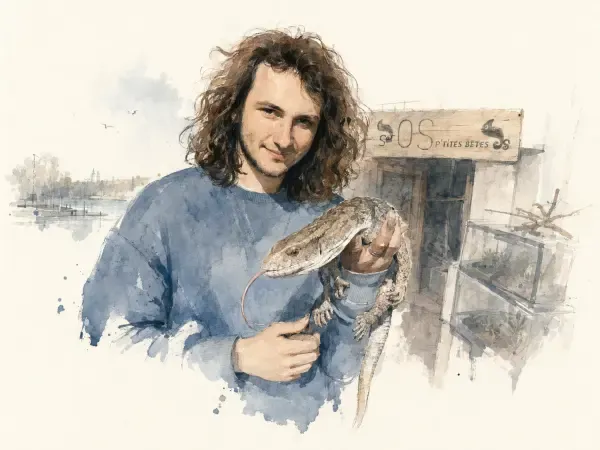 Illustration - bénévoles rénovant un refuge pour reptiles