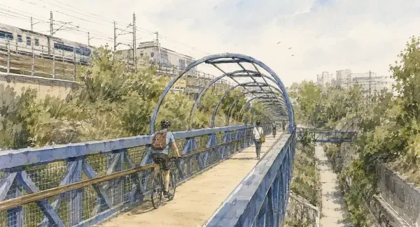 Passerelle cyclable entre les gares de Massy
