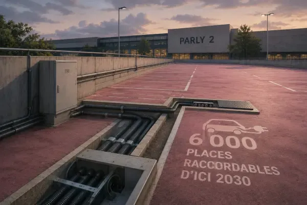 Réseau électrique dans un parking