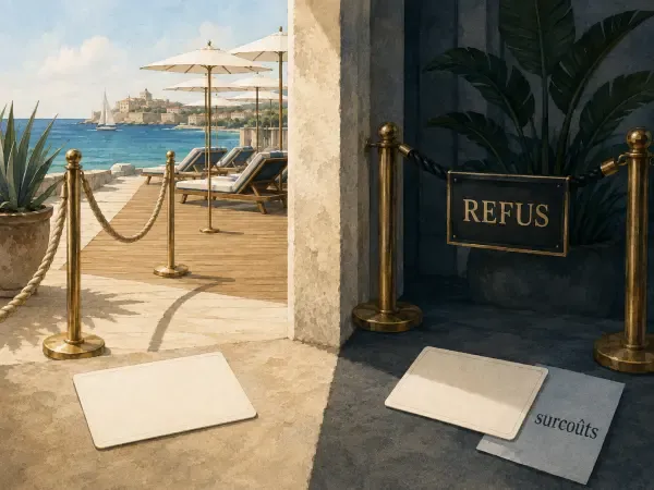 Entrée d’une plage privée azuréenne