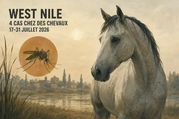 Illustration - cheval et moustique Culex