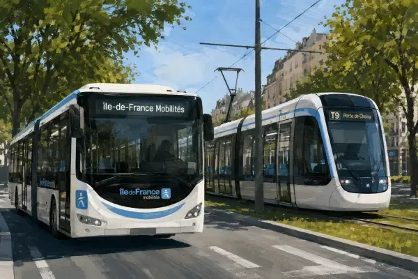Illustration - Bus et tramway franciliens