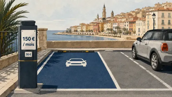 Illustration - Horodateur et places réservées à Menton