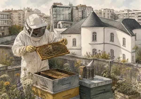 Illustration - Ruches sur le toit du musée