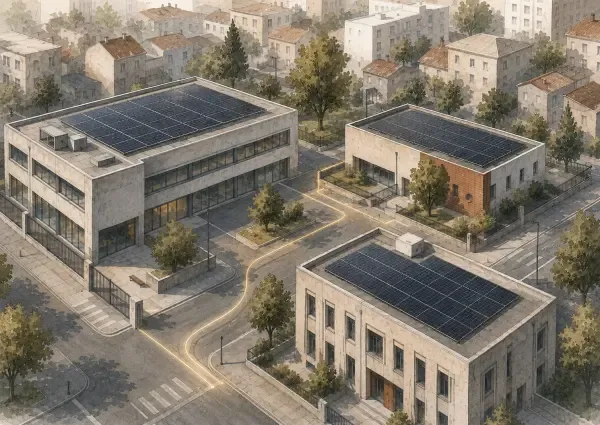 Panneaux solaires sur des bâtiments publics