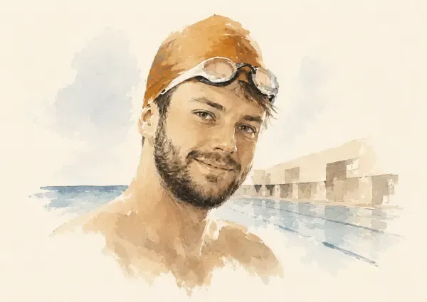 Illustration - Nageur dans la Manche à l’aube
