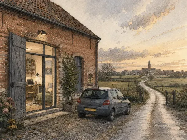 Illustration de logements étudiants à la ferme