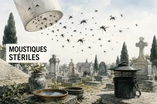 Moustiques stériles au cimetière Terre-Cabade