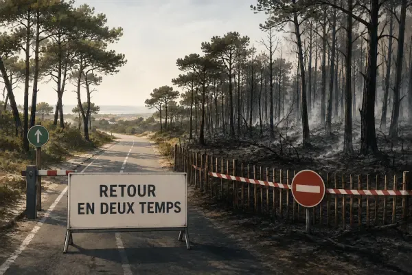 Route forestière fermée après un incendie
