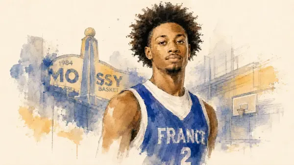 Illustration - Jeune basketteur sur un parquet