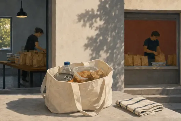 Illustration - Préparation de colis alimentaires