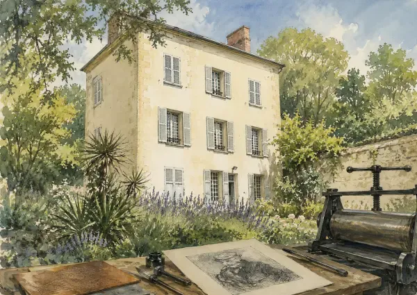 Illustration - Presse de gravure chez Gachet