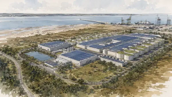 Illustration - Usine aquacole au bord de l’estuaire