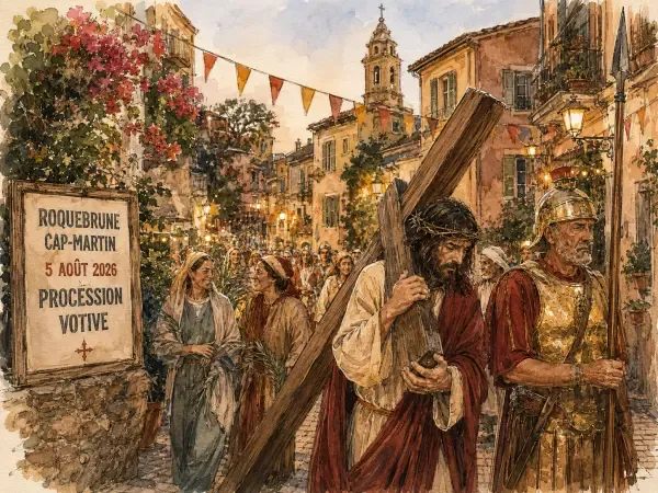 Procession dans les ruelles de Roquebrune