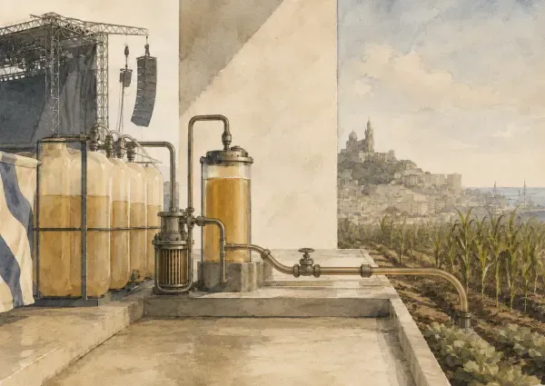 Illustration de cuves d’urine recyclée