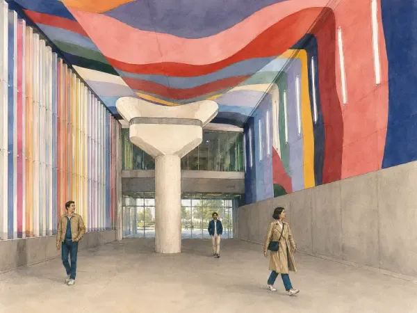 Paysage coloré de la gare