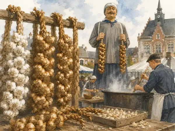Illustration - Épluchage collectif de l’ail fumé