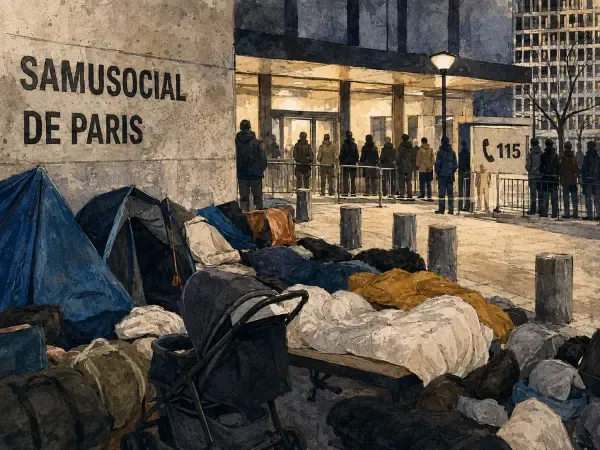 Illustration - Campement devant le Samusocial parisien