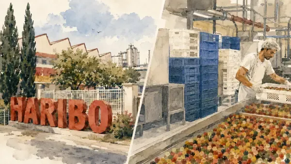 Illustration - Grévistes devant l’usine Haribo