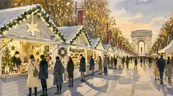 Illustration - Chalets de Noël sur les Champs-Élysées