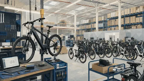 Vélos électriques dans un atelier