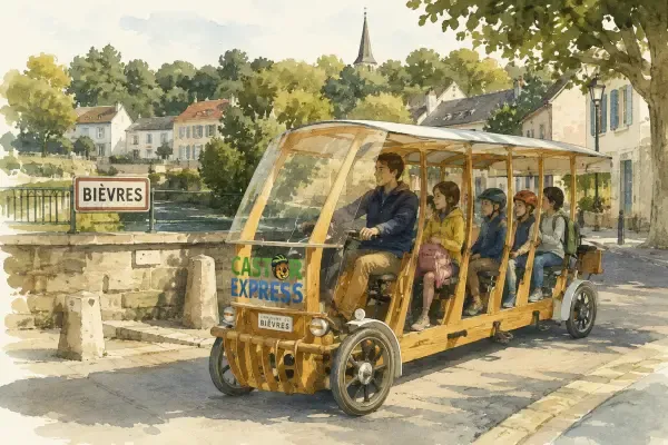 Vélobus scolaire dans les rues de Bièvres