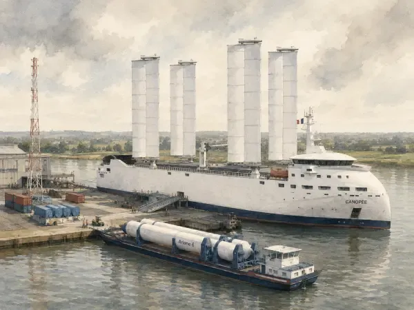 Illustration - Cargo et barge à Radicatel
