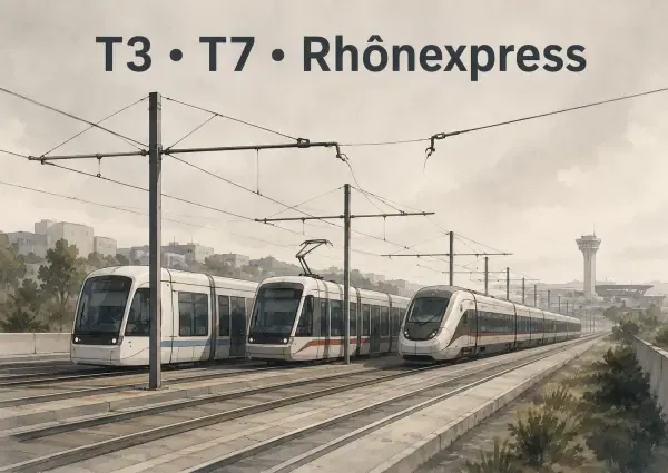 Illustration - Tramway lyonnais à l’arrêt