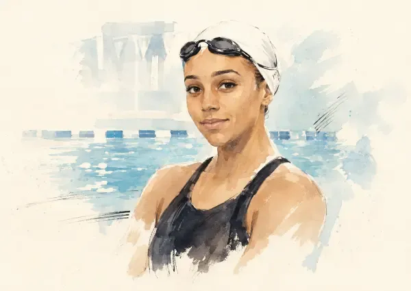 Illustration - Nageuse de dos dans un bassin