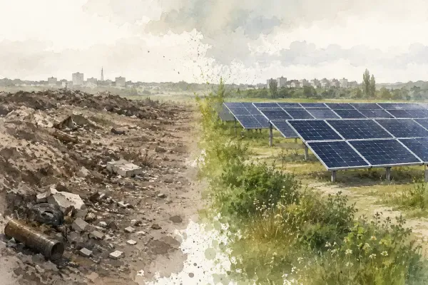 Illustration - Panneaux solaires sur une friche