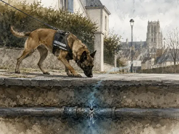 Illustration - Chien recherchant une fuite d’eau