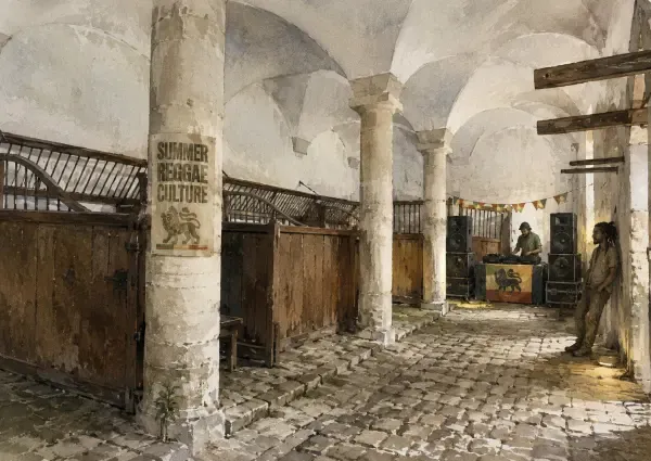 Illustration - Cour des écuries du Vieux-Pays