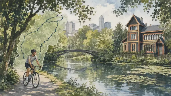Cyclistes entre ville, étangs et coteaux