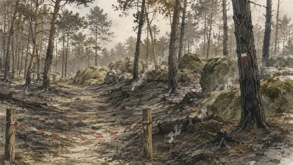 Forêt de Fontainebleau après incendie
