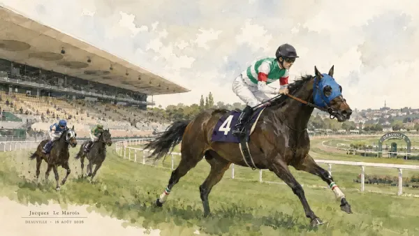 Chevaux sur la piste de Deauville